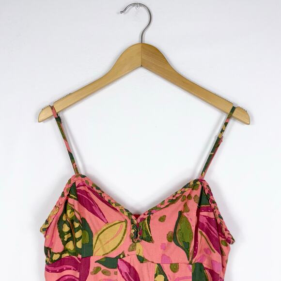 Vici Women's Kenedy Tropical Sweetheart Mini Dress Large Pink Linen Blend - Picture 4 of 16